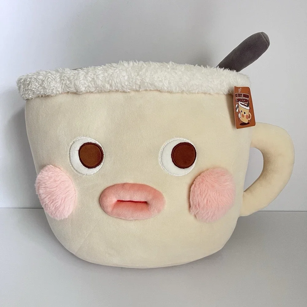 MINISO Plush Cappuccino hot coffee cup  large face 11